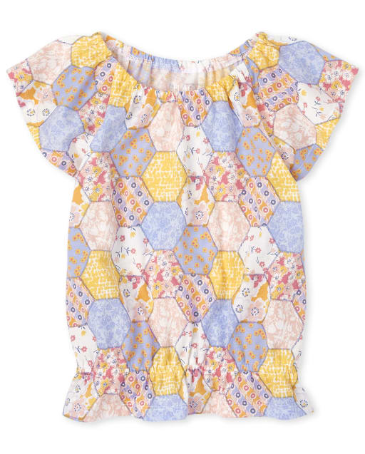 Girls Floral Ruffle Top
