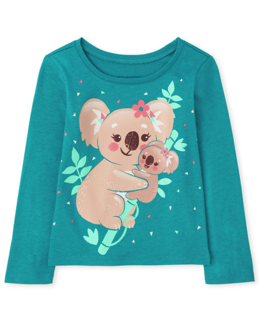 Camiseta con estampado de koala para bebés y niñas pequeñas