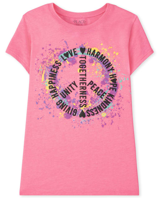 Camiseta con estampado de paz para niñas