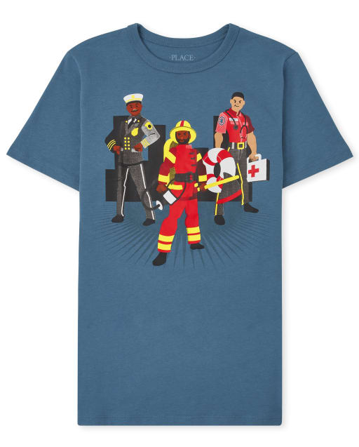 Camiseta de manga corta con gráfico de héroe para niños