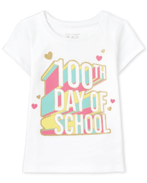 Baby And Toddler Girls Short Sleeve 100th Day Of School Graphic Tee