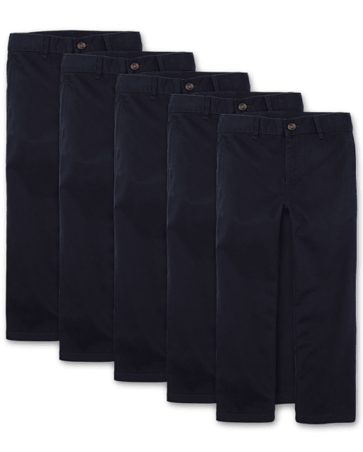 Paquete de 5 pantalones chinos elásticos de uniforme para niños