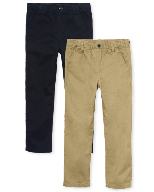 Paquete de 2 pantalones chinos elásticos de uniforme para niños