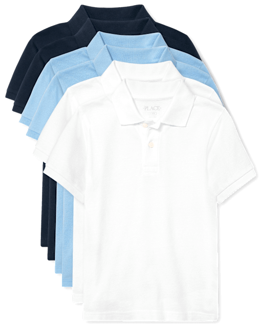 Polo de piqué de uniforme para niños, paquete de 6
