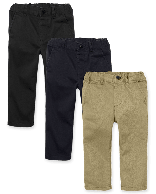 Baby And Toddler Boys Uniform Stretch Skinny Chino Pants 3-Pack