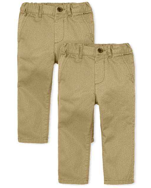 Paquete de 2 pantalones chinos ajustados elásticos de uniforme para bebés y niños pequeños
