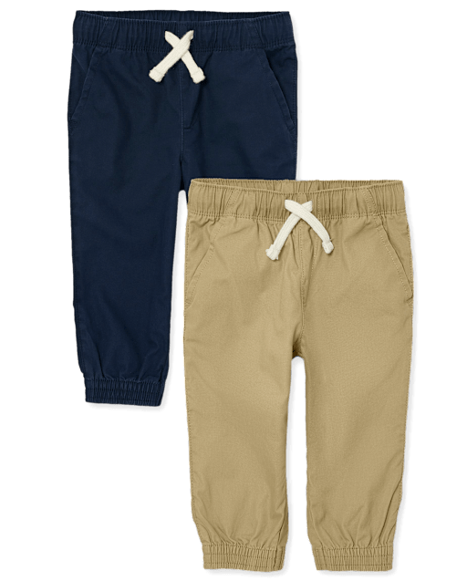 Baby And Niños pequeños Pantalones deportivos elásticos para niños, paquete de 2