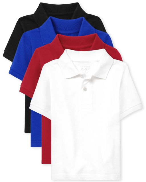 Polo de piqué de uniforme para bebés y niños pequeños, paquete de 4