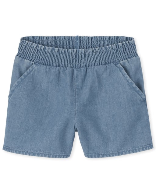 Baby And Toddler Girls Paperbag Waist Denim Shorts