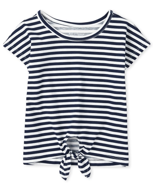 Baby And Toddler Girls Short Sleeve Striped Tie Front Top
