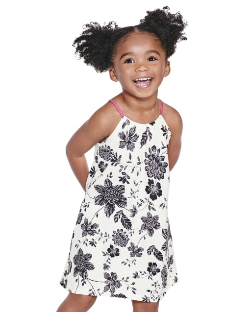 Baby And Toddler Girls Sleeveless Print Knit High Low Dress