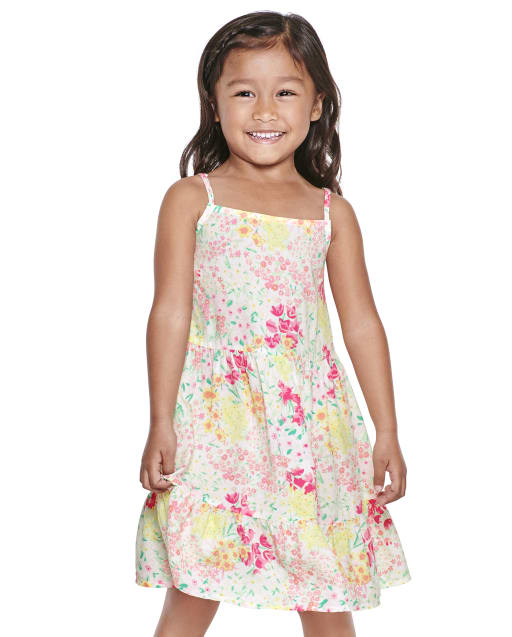Toddler Girls Mommy And Me Sleeveless Floral Tiered Woven Tank Dress