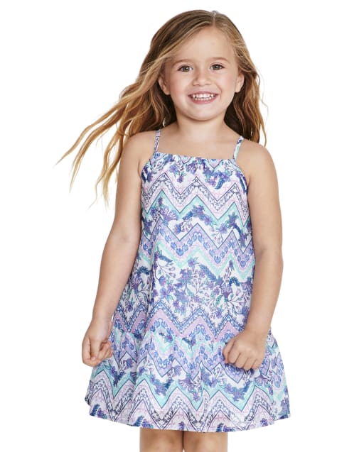 Baby And Toddler Girls Mommy And Me Floral Chevron Halter Dress