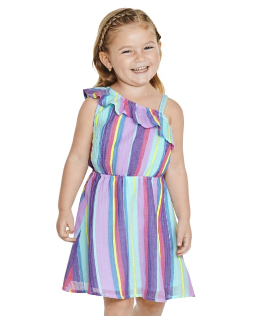 Baby And Toddler Girls Striped Knit One Shoulder Dress