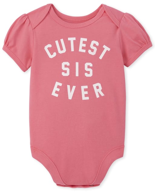 Baby Girls Matching Family Short Sleeve Cutest Sis Ever Graphic Bodysuit