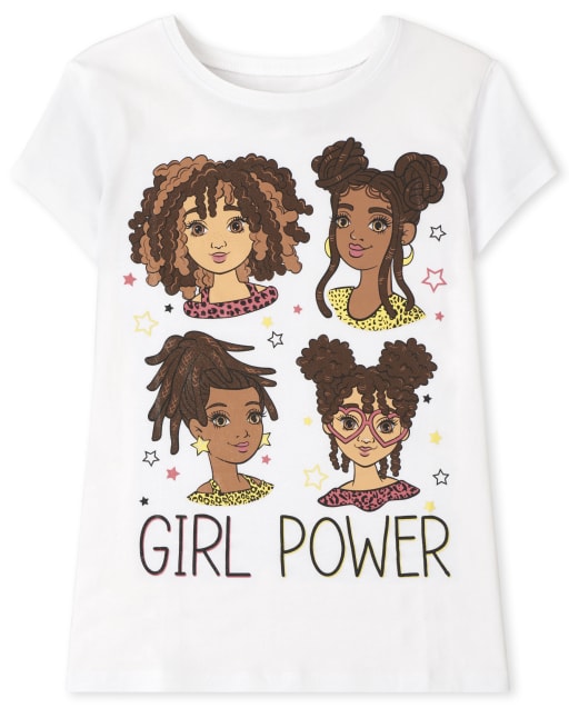 Camiseta de manga corta con gráfico Girl Power para niñas