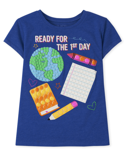 Camiseta de manga corta con gráfico del primer día para niñas