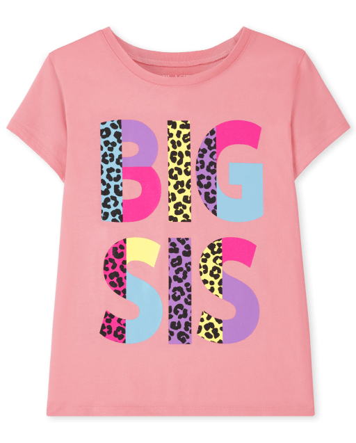 Camiseta de manga corta con estampado Big Sis para niñas