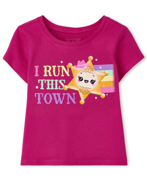 Camiseta gráfica Run This Town de manga corta para bebés y niñas pequeñas