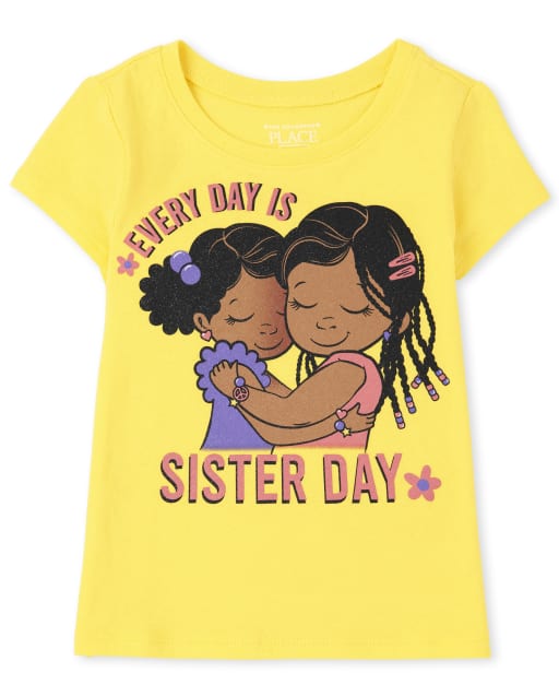 Camiseta de manga corta con gráfico del día de la hermana para bebés y niñas pequeñas