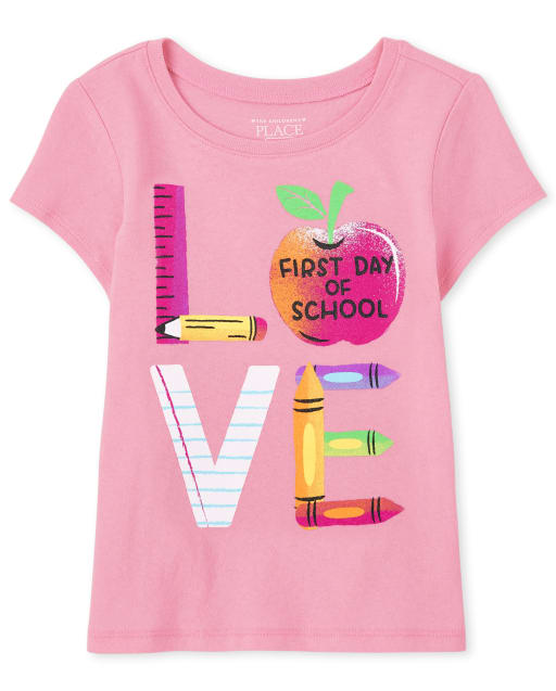 Toddler Girls Short Sleeve Love Graphic Tee