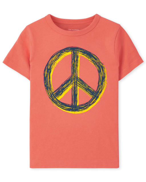 Camiseta de manga corta con gráfico del signo de la paz para bebés y niños pequeños