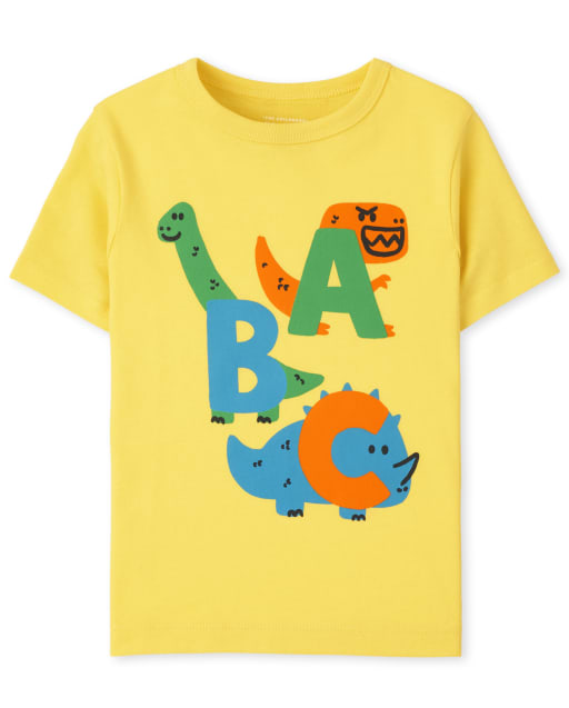 Camiseta de manga corta con gráfico de dinosaurio para niños pequeños
