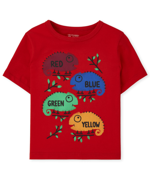 Camiseta de manga corta con gráfico de iguana para niños pequeños