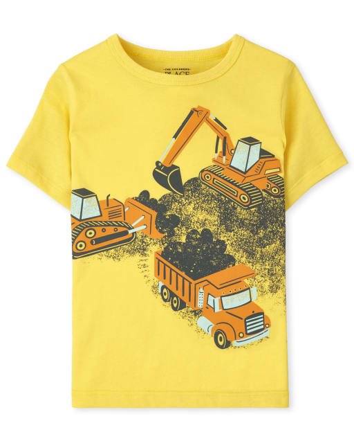 Camiseta gráfica de construcción de manga corta para niños pequeños