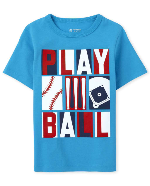 Camiseta de manga corta con gráfico de Play Ball para niños pequeños
