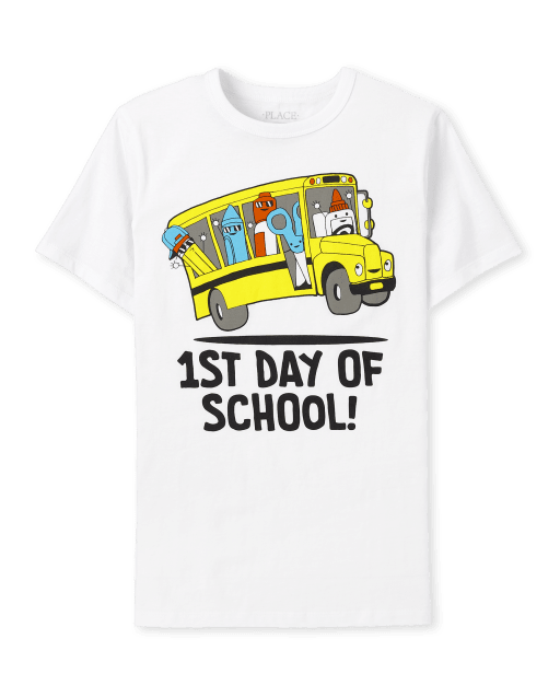 Camiseta de manga corta con estampado escolar para niños