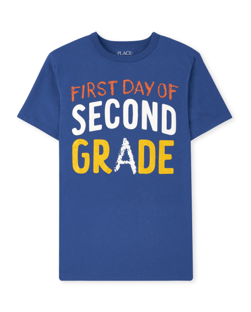 Camiseta estampada de manga corta para niños de segundo grado