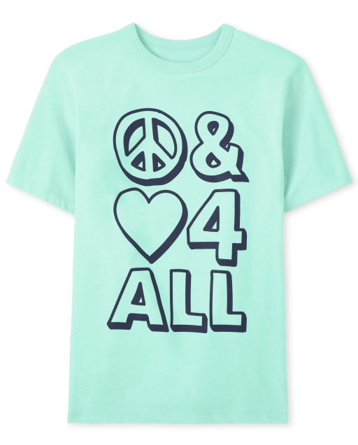 Camiseta de manga corta con estampado de paz y amor para niños