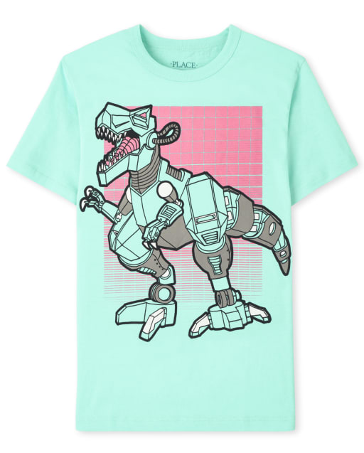 Camiseta de manga corta con gráfico de dinosaurio para niños