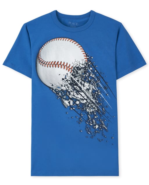 Camiseta estampada de béisbol de manga corta para niños
