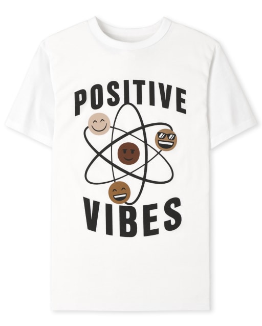 Camiseta estampada de manga corta Positive Vibes para niños