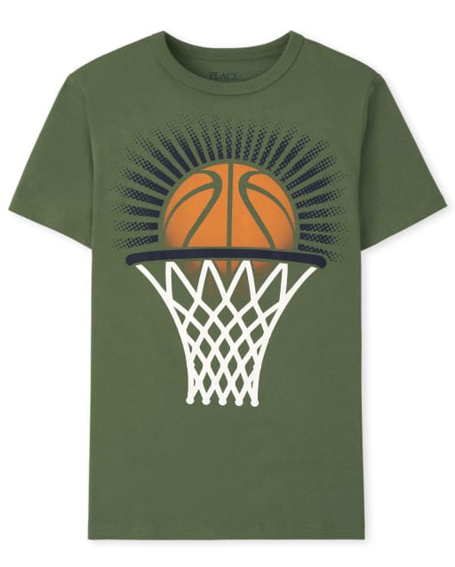 Camiseta gráfica de baloncesto de manga corta para niños