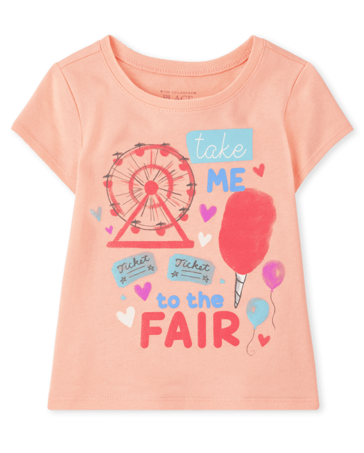 Camiseta estampada de feria de manga corta para bebés y niñas pequeñas