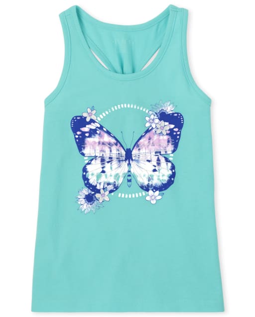 Girls Graphic Knot Back Tank Top