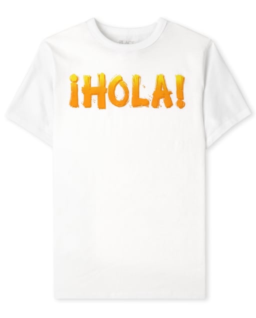 Camiseta gráfica Hola de manga corta unisex para niños