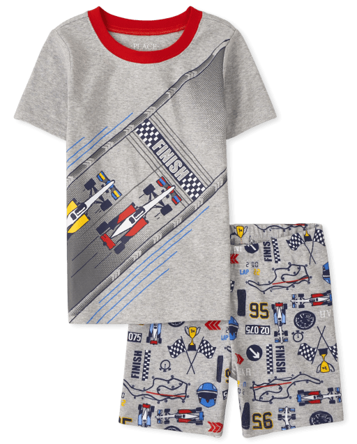 Boys Short Sleeve Racecar Snug Fit Cotton Pajamas
