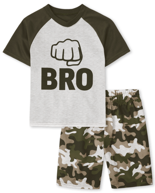 Boys Short Sleeve 'Bro' Camo Pajamas