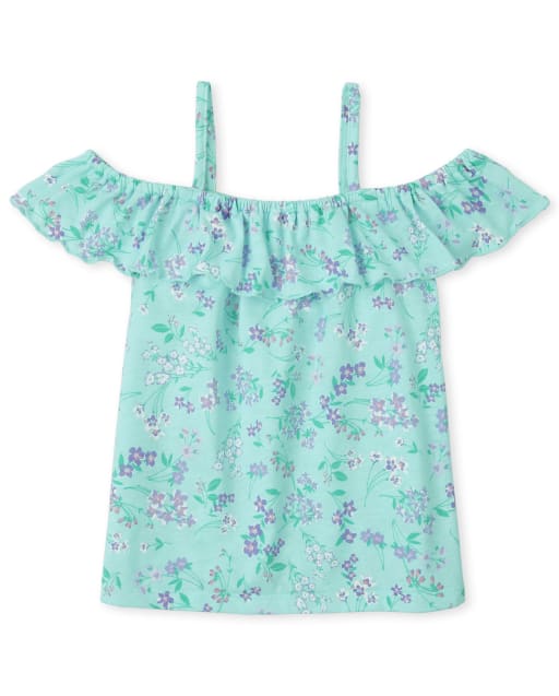 Girls Print Ruffle Tank Top