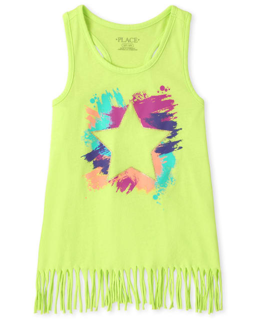Girls Graphic Fringe Tank Top