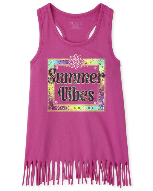 Girls Graphic Fringe Tank Top