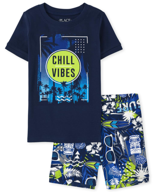 Pyjama en coton ajusté tropical pour garçon