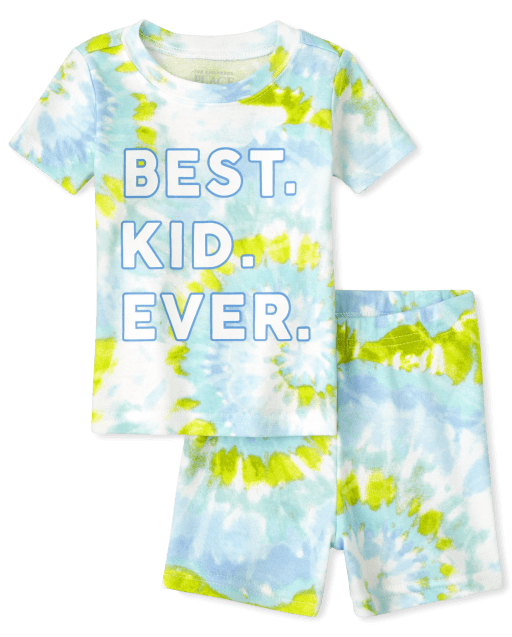 Baby And Toddler Boys Short Sleeve Matching Family 'Best Kid Ever' Snug Fit Cotton Pajamas
