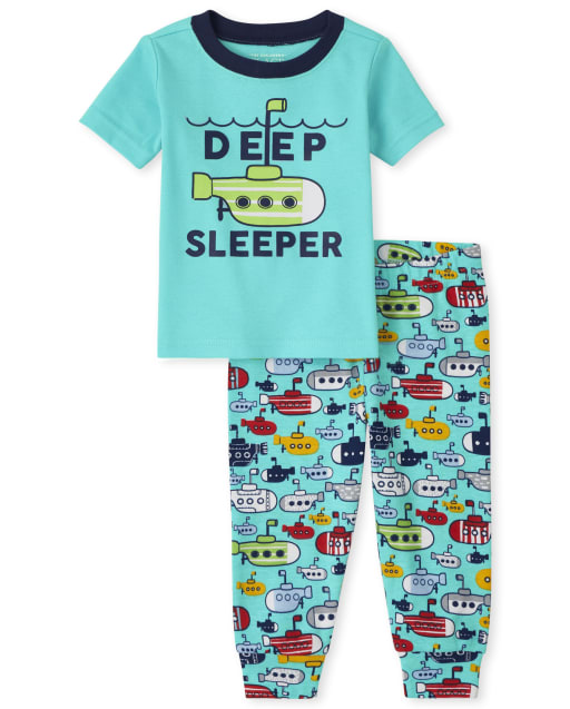 Unisex Baby And Toddler Short Sleeve 'Deep Sleeper' Snug Fit Cotton Pajamas