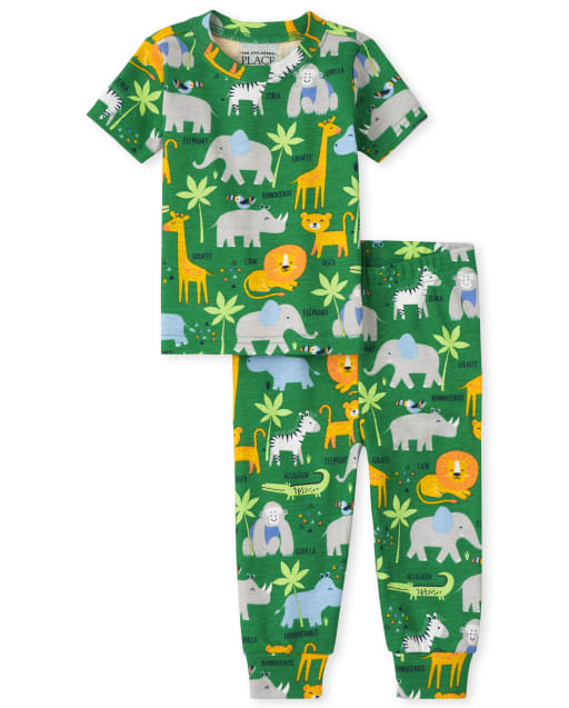 Pijama de algodón unisex de manga corta para bebés y niños pequeños