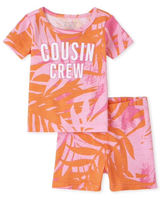 Pijama de algodón de ajuste cómodo "Cousin Crew" de manga corta para bebés y niñas pequeñas